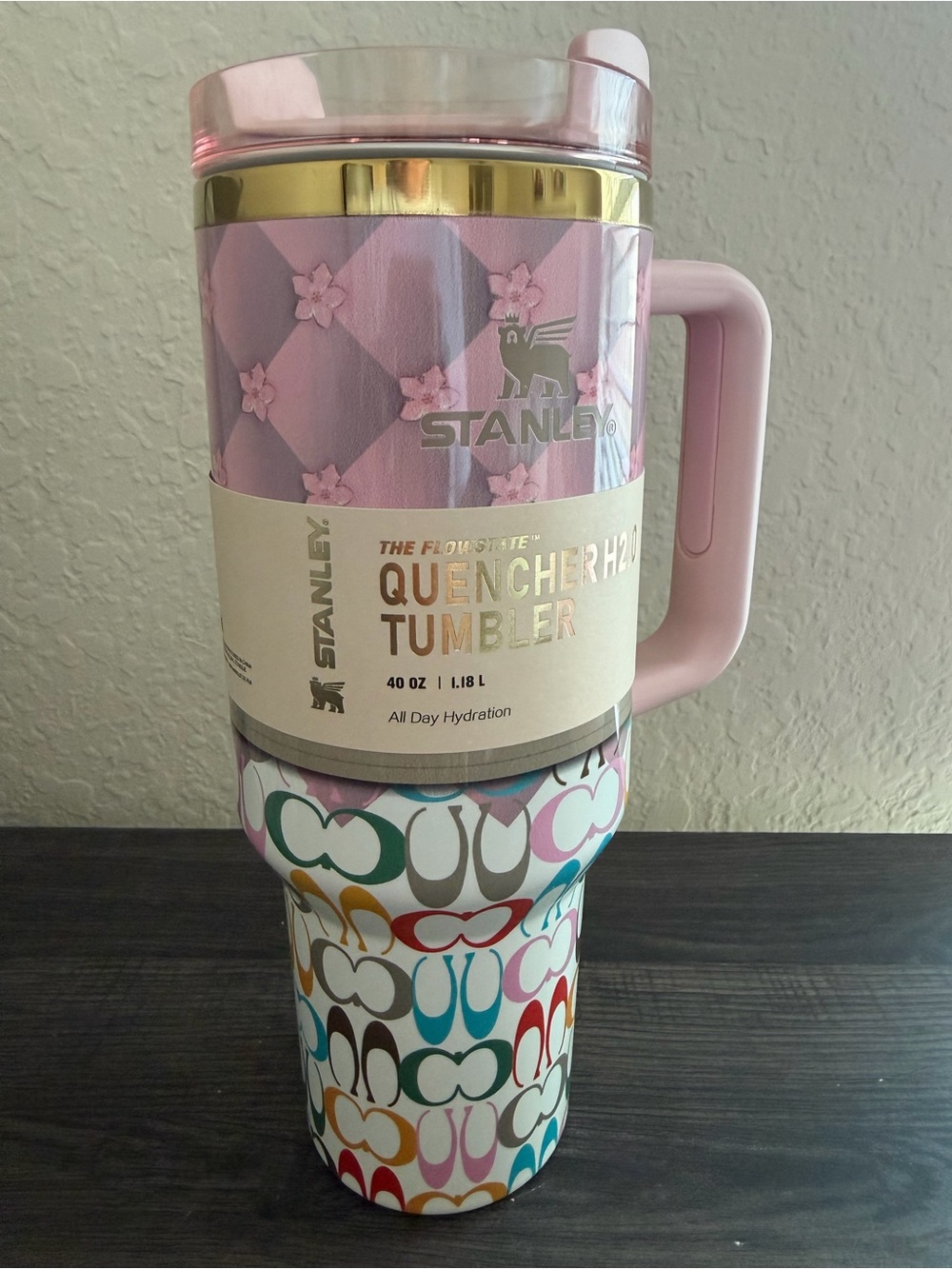 Stanley Quencher H2.0 40oz Pink Multicolor Tumbler Gift Set New